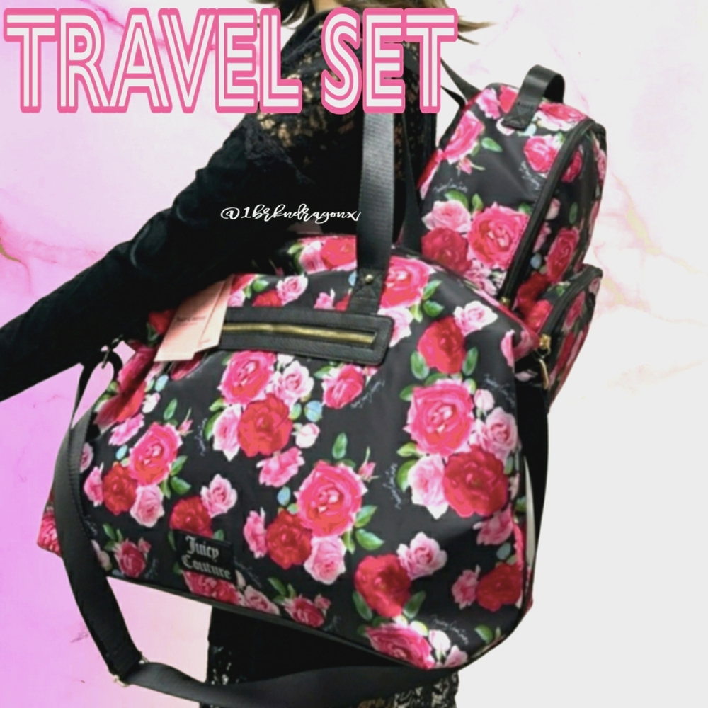 NWT JUICY COUTURE Overnighter Duffle & Backpack Convertible Bundle Travel Bag - Picture 3 of 17